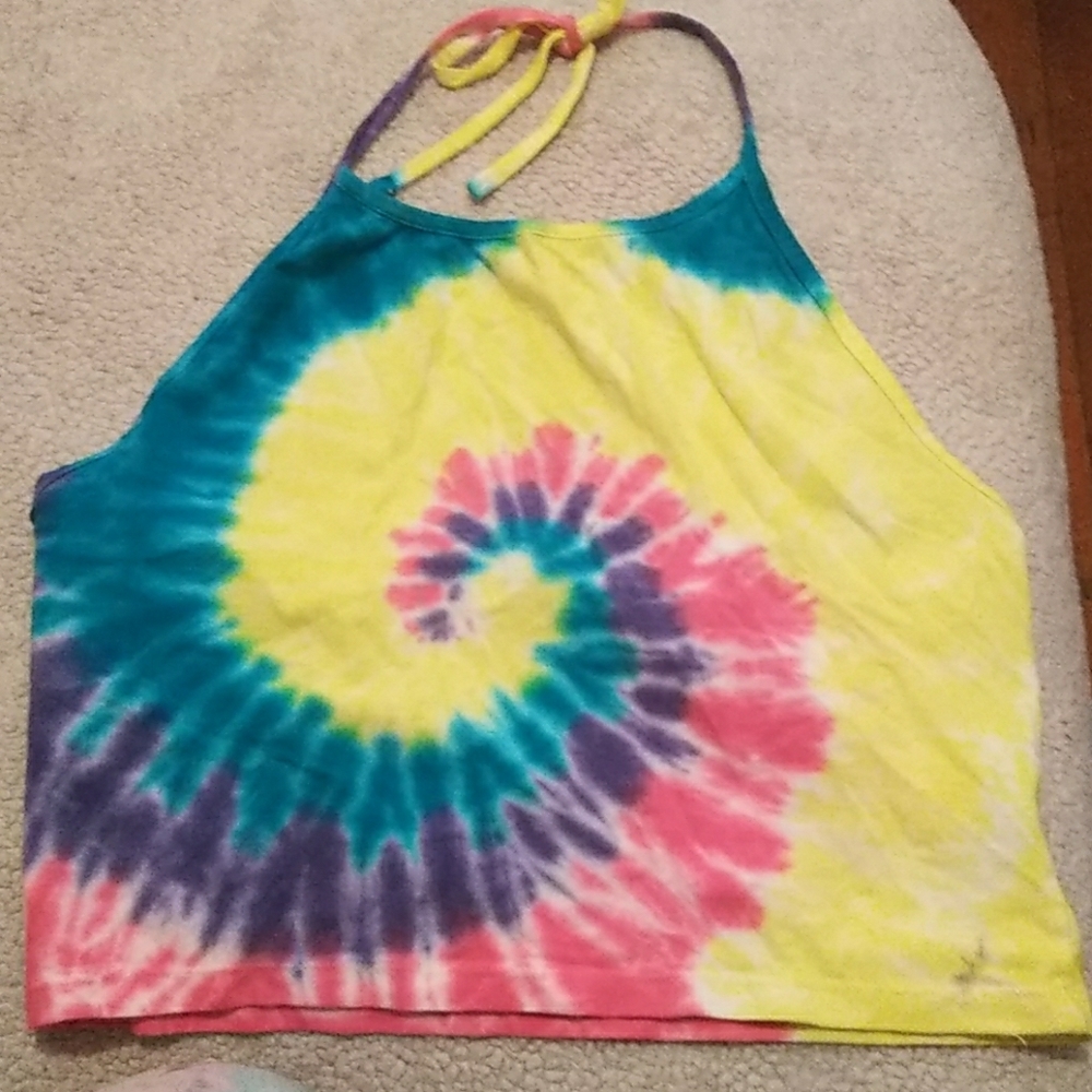 Rainbow tie dye crop top